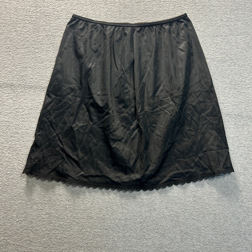 Vintage Warners Black Half Slip Womens Small 17 Lace Hem Nylon Lingerie USA Made